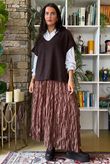 Twisted Sister Crinkle Midi Skirt Hot Chocolate